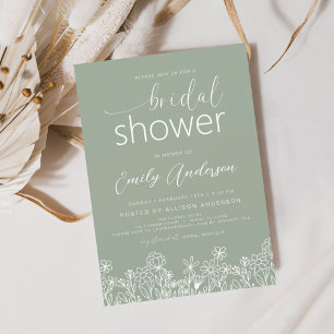 Flyer Invitación a la ducha de novia de flor silvestre v