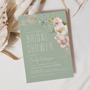 Flyer Invitación a la ducha de novia de flor silvestre v