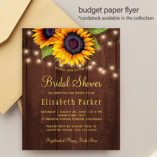 Flyer Invitación a la ducha de novia de girasoles de pre