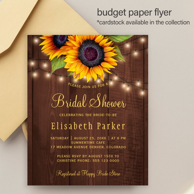 Flyer Invitación a la ducha de novia de girasoles de pre (Subido por el creador)