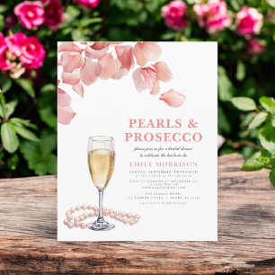 Flyer Invitación a la ducha de novia de Pearls y Prosecc