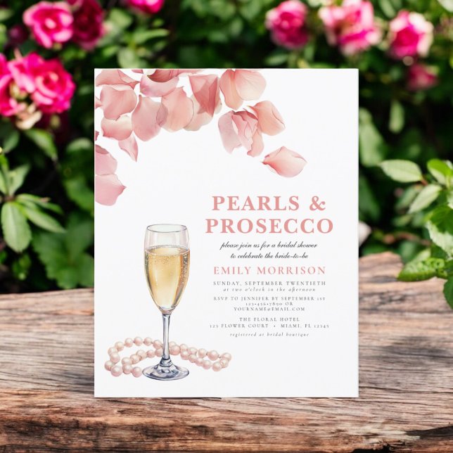 Flyer Invitación a la ducha de novia de Pearls y Prosecc (Subido por el creador)