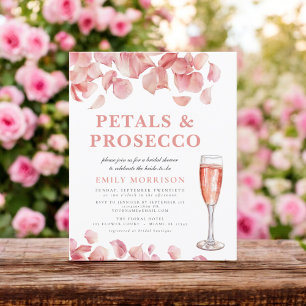 Flyer Invitación a la ducha de novia de Petals y Prosecc