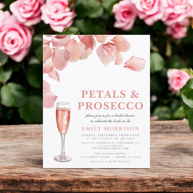 Flyer Invitación a la ducha de novia de Petals y Prosecc (Subido por el creador)