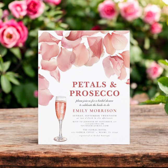 Flyer Invitación a la ducha de novia de Petals y Prosecc (Subido por el creador)