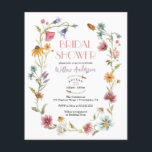 Flyer Invitación a la ducha de novia del Boho de Flor si<br><div class="desc">Este diseño presenta un delicado ramo de flores silvestres pintadas a mano y vegetación junto con una encantadora combinación de fuentes modernas y rústicas. Vea toda la colección para ver más elementos coincidentes.</div>