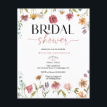 Flyer Invitación a la ducha de novia del Boho Field Wild<br><div class="desc">Este diseño presenta un delicado ramo de flores silvestres pintadas a mano y vegetación junto con una encantadora combinación de fuentes modernas y rústicas. Vea toda la colección para ver más elementos coincidentes.</div>