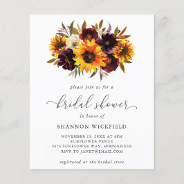 Flyer Invitación a la ducha de novia del presupuesto de