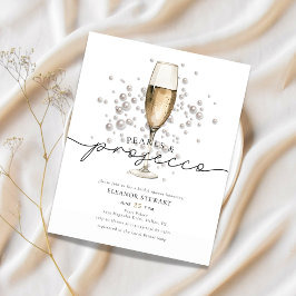 Flyer Invitación a la ducha de novia Prosecco Pearls Bud