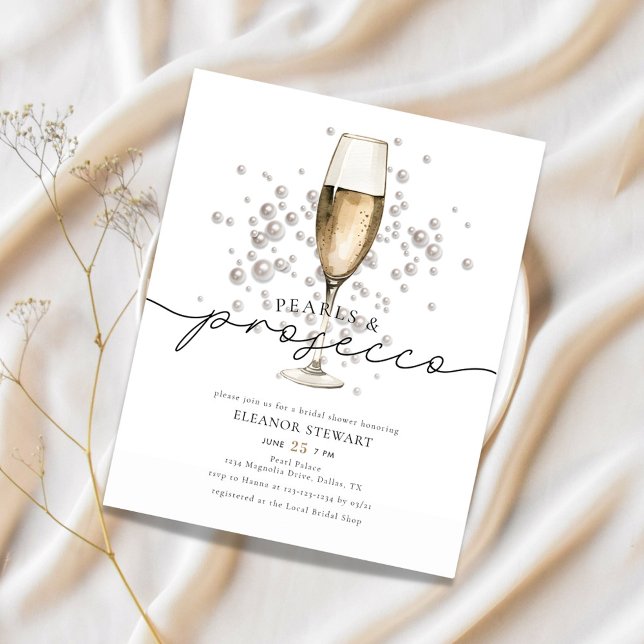 Flyer Invitación a la ducha de novia Prosecco Pearls Bud (Subido por el creador)