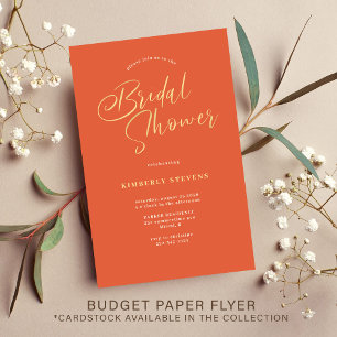 Flyer Invitación a la ducha de novias de verano naranja