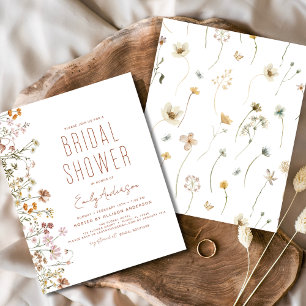 Flyer Invitación a la ducha de novias entre flores silve