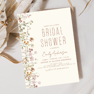 Flyer Invitación a la ducha de novias entre flores silve