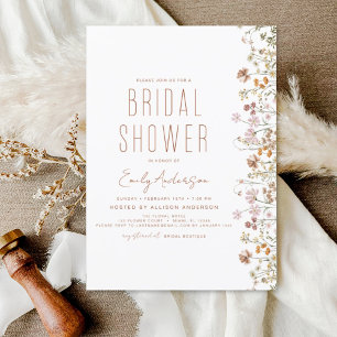 Flyer Invitación a la ducha de novias entre flores silve