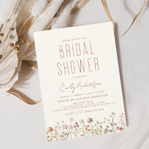 Flyer Invitación a la ducha de novias entre flores silve