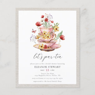 Flyer Invitación a la ducha de té de novia con flores si