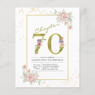 Flyer Invitación a la escritura floral de oro con fecha