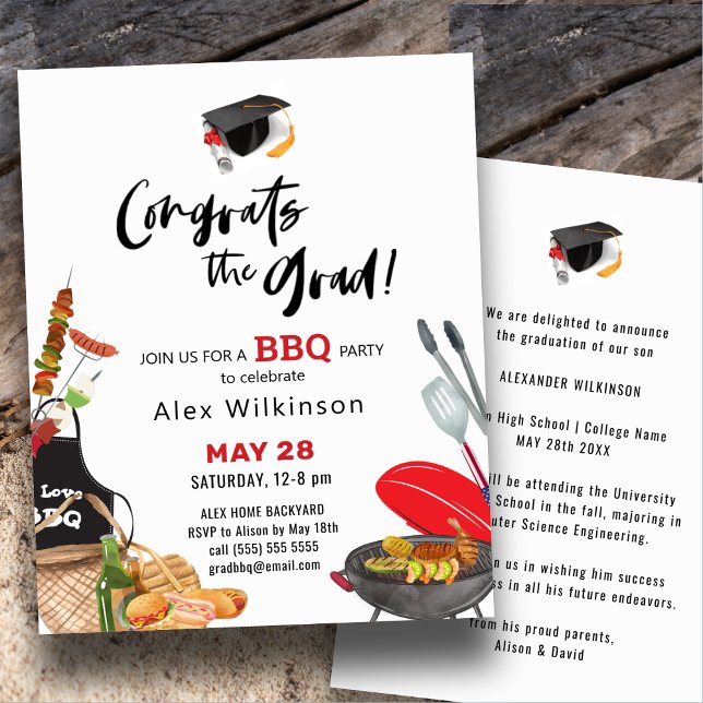 Flyer Invitación a la fiesta de barbacoa de la graduació (Subido por el creador)