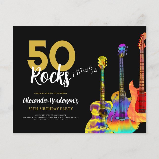 Flyer invitación a la fiesta de cumpleaños 50 de guitarr (Frente)
