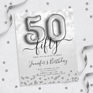 Flyer Invitación a la fiesta de cumpleaños 50 Purpurina 