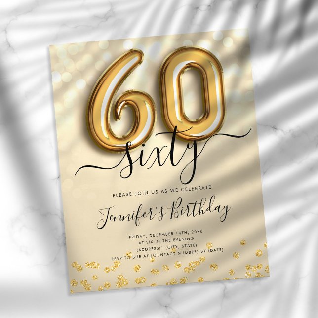Flyer Invitación a la fiesta de cumpleaños 60 Purpurina  (Subido por el creador)