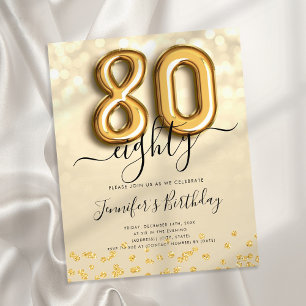 Flyer Invitación a la fiesta de cumpleaños 80 Purpurina