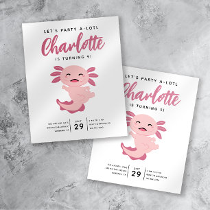 Flyer Invitación a la fiesta de cumpleaños de Axolotl
