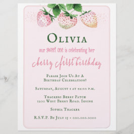 Flyer Invitación a la Fiesta de Cumpleaños de la Fresa P