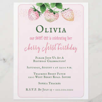 Flyer Invitación a la Fiesta de Cumpleaños de la Fresa P
