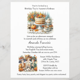 Flyer Invitación a la fiesta de cumpleaños del té de oto