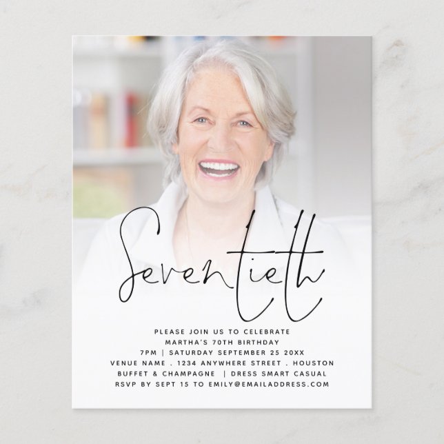 Flyer Invitación a la fiesta de cumpleaños número 70 con (Frente)