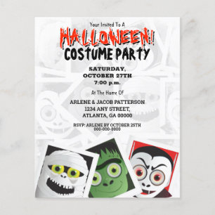 Flyer Invitación a la fiesta de disfraces de monstruos d