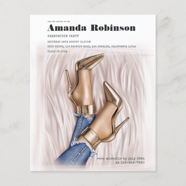 Flyer Invitación a la fiesta de graduación de Glam Moda  (Frente)