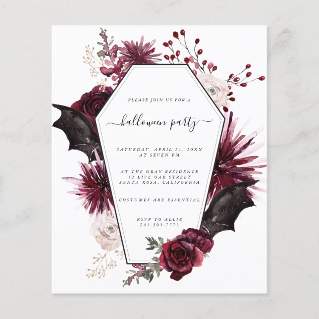 Flyer Invitación a la fiesta de Halloween con presupuest (Frente)