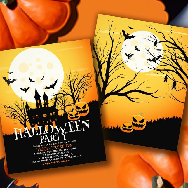 Flyer Invitación a la fiesta de Halloween con presupuest (Budget Halloween Party Invitation Flyer)
