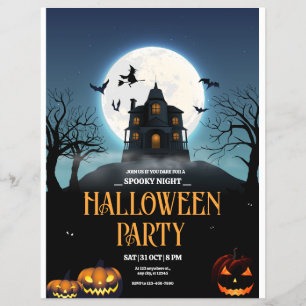 Flyer Invitación a la fiesta de Halloween, Noche de mied