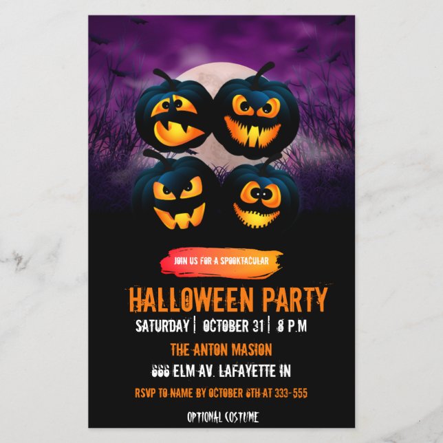 Flyer Invitación a la fiesta de Halloween personalizable (Frente)