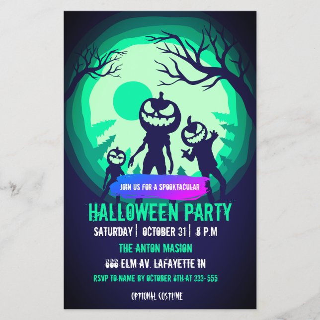 Flyer Invitación a la fiesta de Halloween personalizable (Frente)
