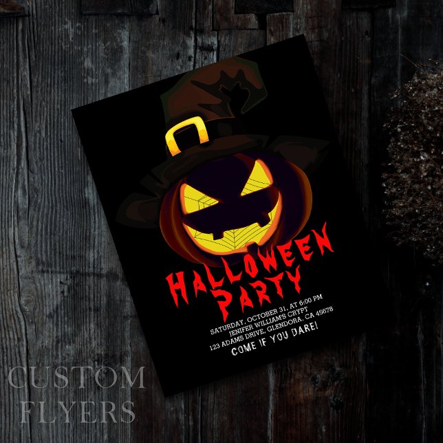 Flyer Invitación a la fiesta de Jack O Lantern en Hallow (Set the mood for a hauntingly good time with this spooky Jack O' Lantern design invitation!)