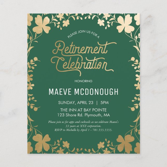 Flyer Invitación a la fiesta de jubilación, invitación a (Frente)