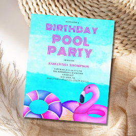Flyer Invitación a la Fiesta de Piscina de Cumpleaños Tr