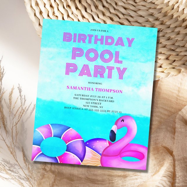 Flyer Invitación a la Fiesta de Piscina de Cumpleaños Tr (Subido por el creador)