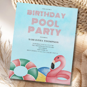 Flyer Invitación a la Fiesta de Piscina de Cumpleaños Tr
