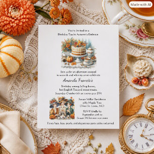 Flyer Invitación a la fiesta de té de cumpleaños de otoñ