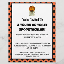 Flyer Invitación a la fiesta de Trunk o Treat Halloween