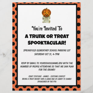 Flyer Invitación a la fiesta de Trunk o Treat Halloween