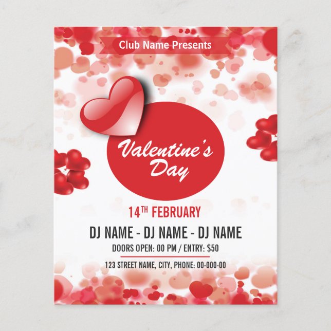 Flyer Invitación a la Fiesta del Día de San Valentín (Frente)