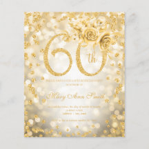 Invitación a la floral Gold Floral 60th Birthday L