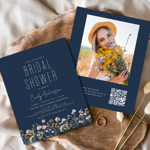 Flyer Invitación a la foto del código QR de Wildflower B