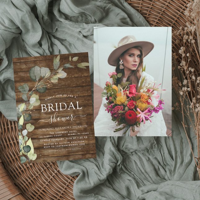 Flyer Invitación a la Madera Rústica de la Foto de la Du (Subido por el creador)